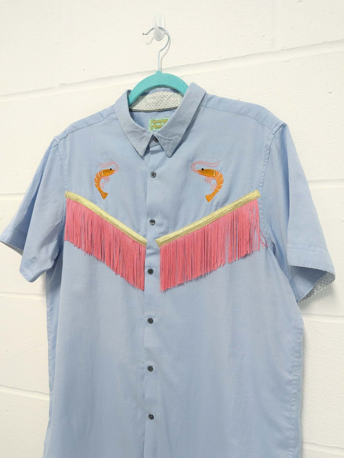 fringe shirt with embroidery prawn - x large