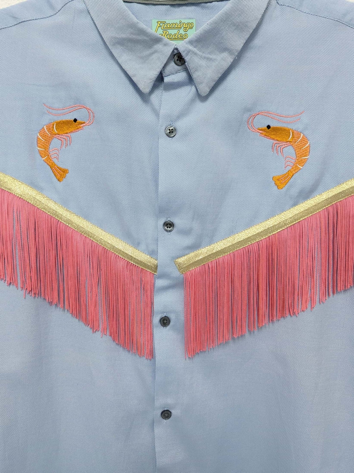 fringe shirt with embroidery prawn - x large