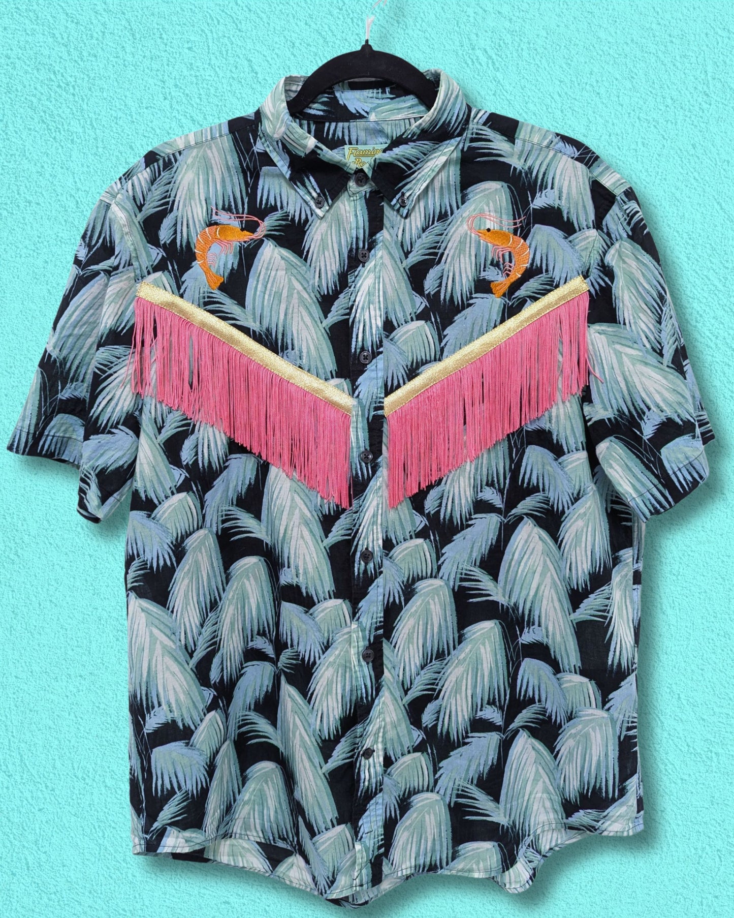 fringe shirt with embroidery prawn - large