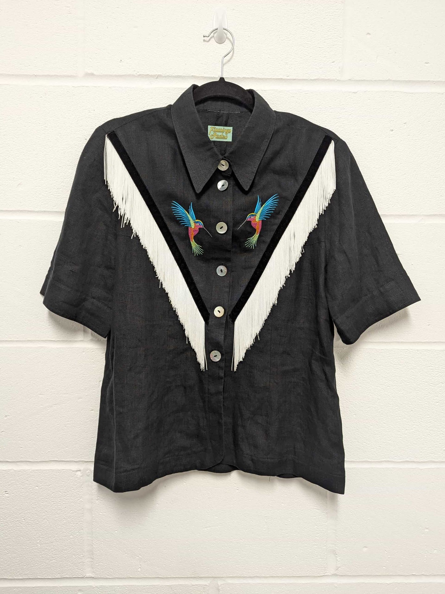 fringe shirt with hummingbird - medium
