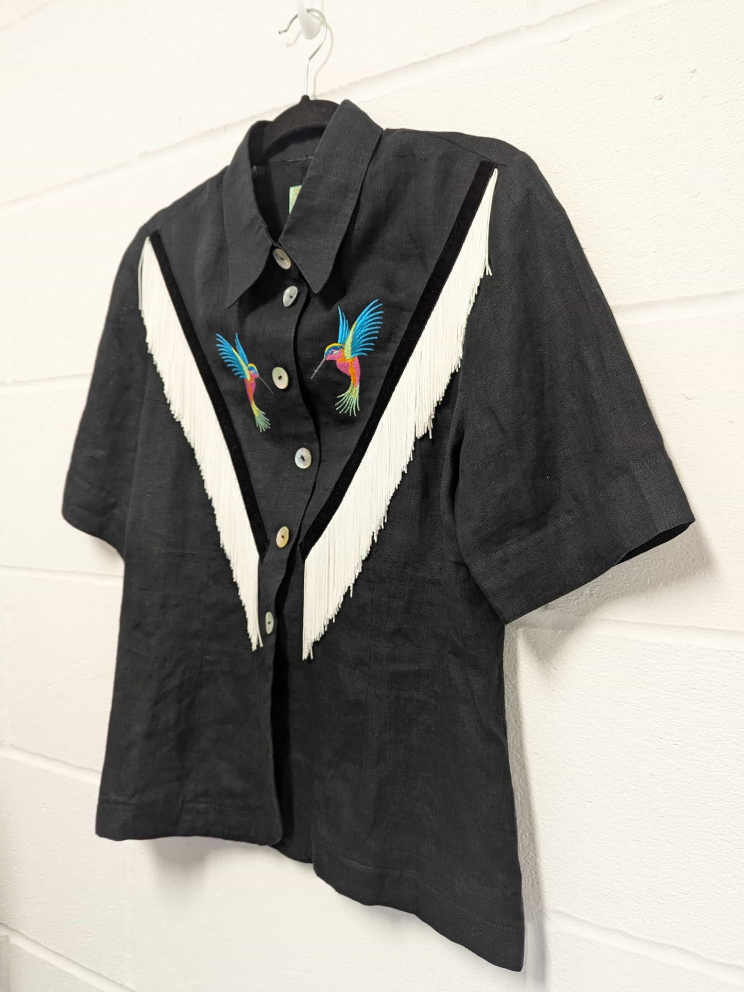 fringe shirt with hummingbird - medium