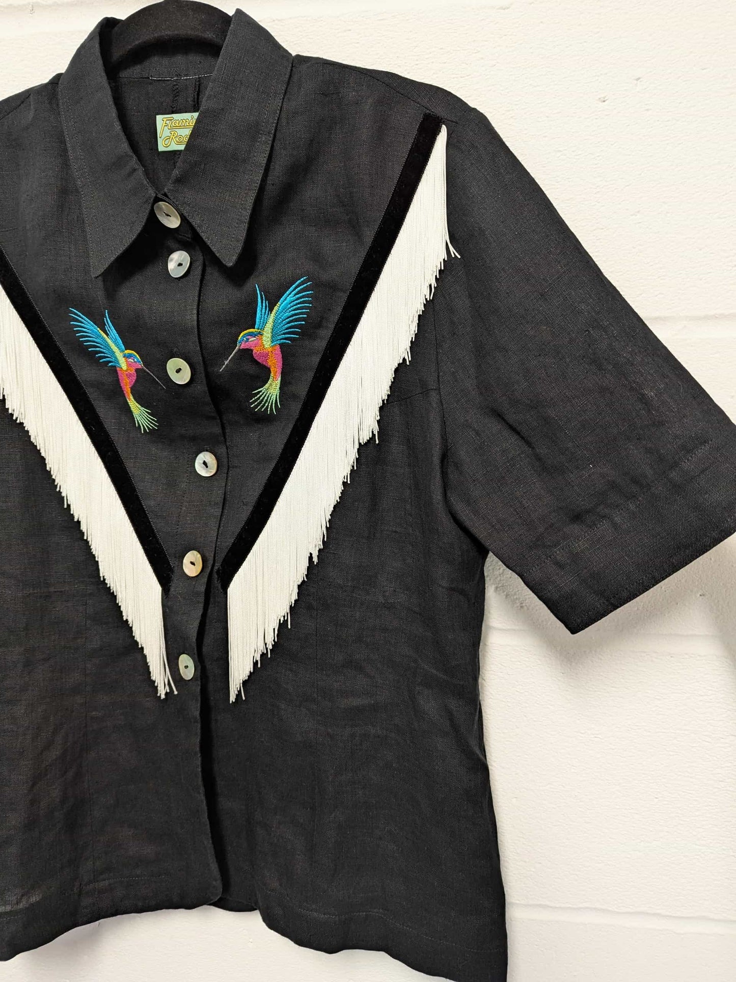 fringe shirt with hummingbird - medium