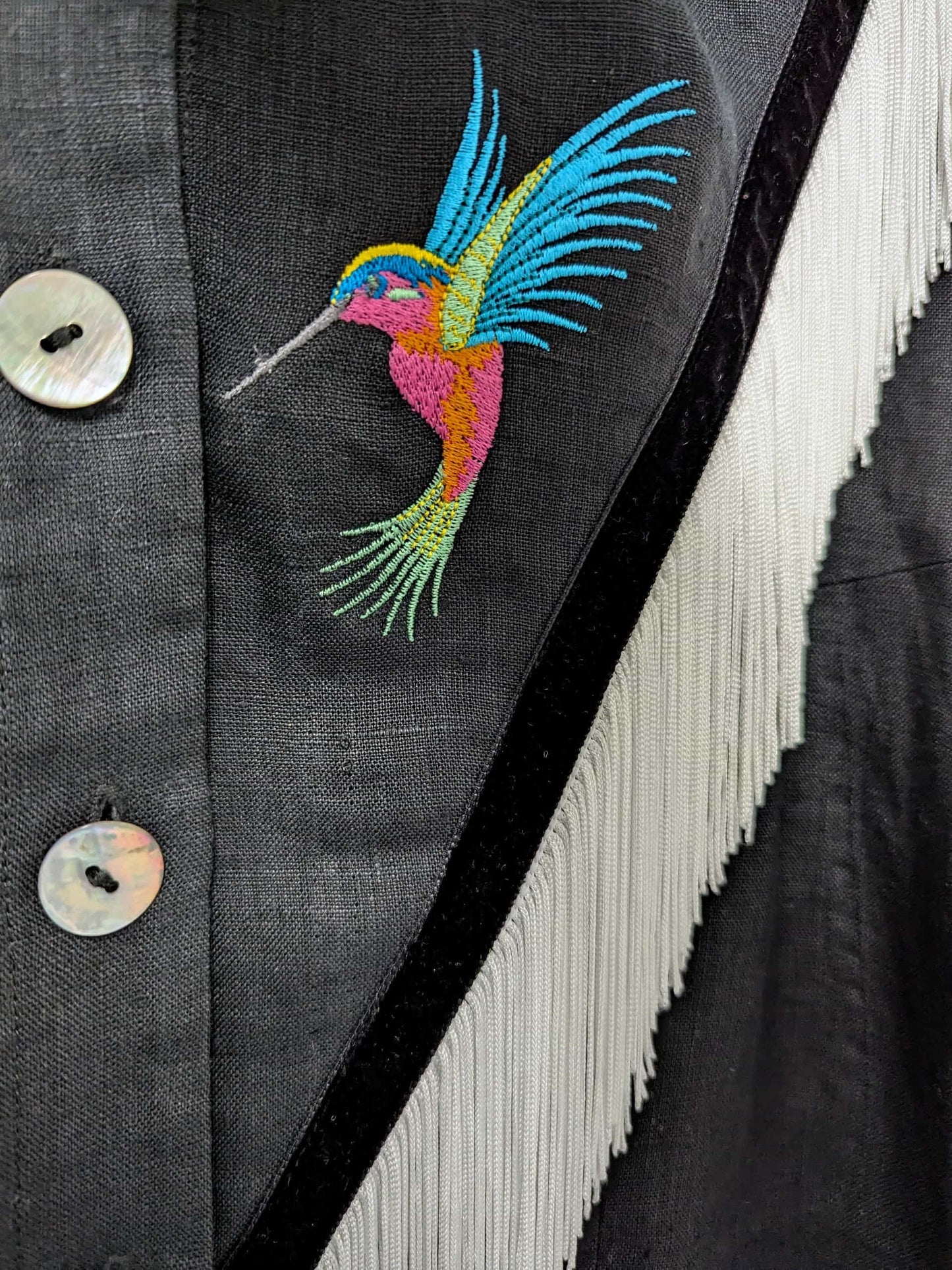 fringe shirt with hummingbird - medium