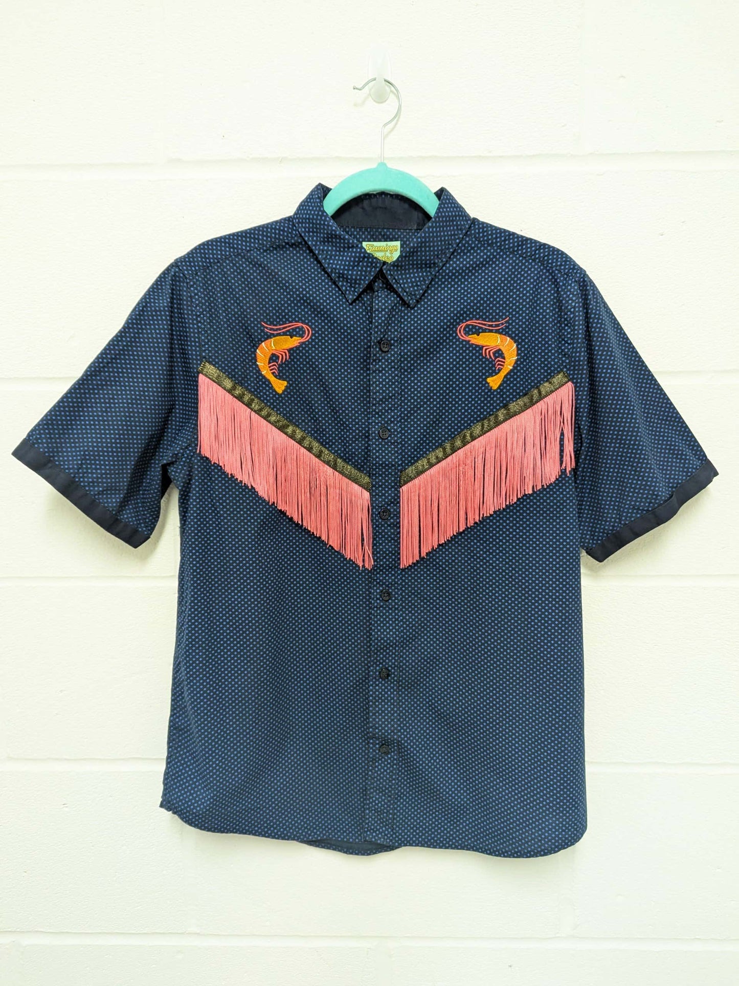 fringe shirt with embroidery prawn - medium