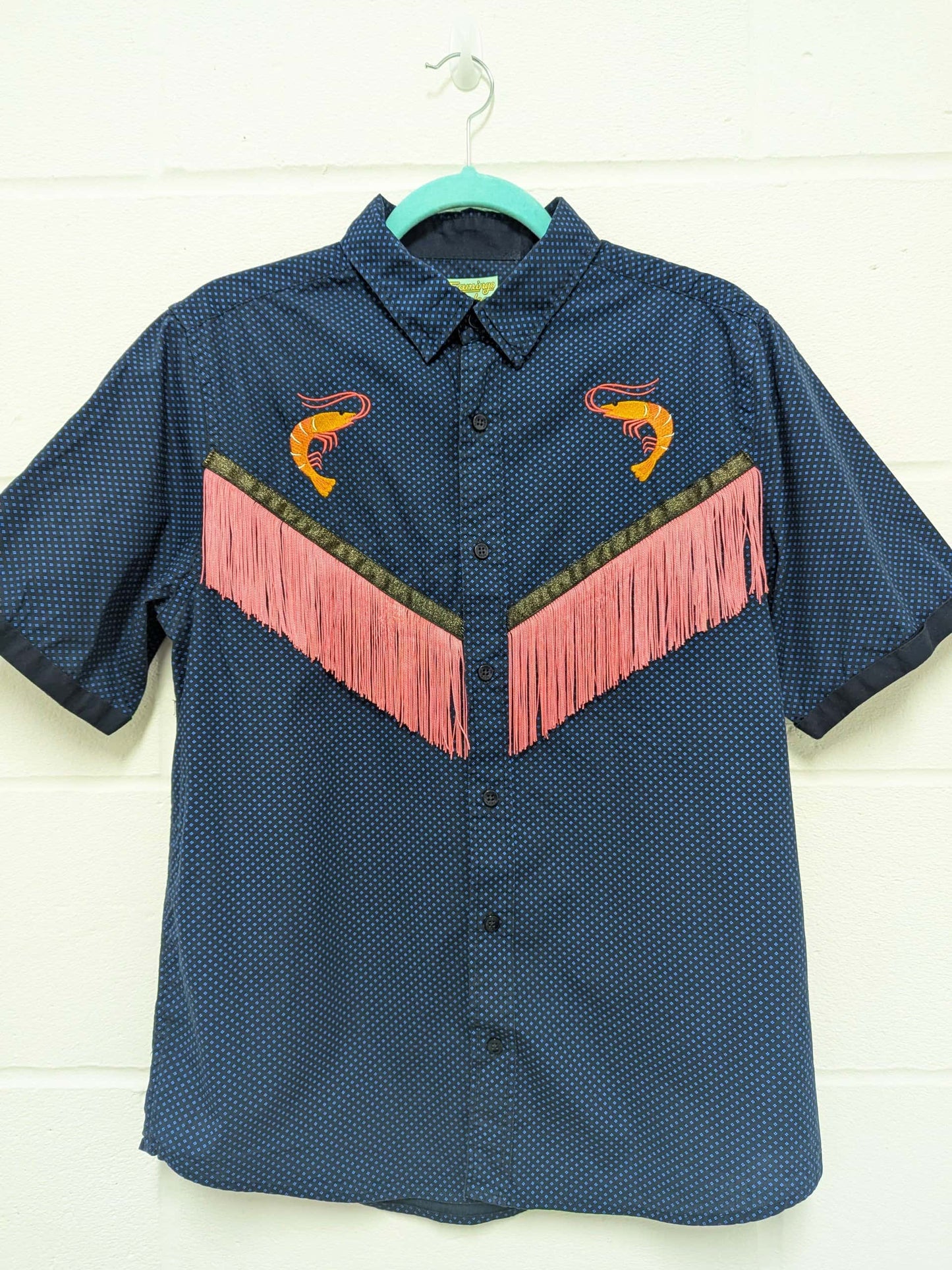 fringe shirt with embroidery prawn - medium