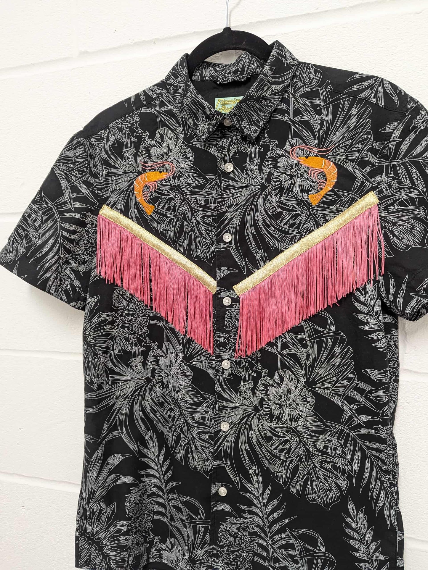 fringe shirt with embroidery prawn - medium
