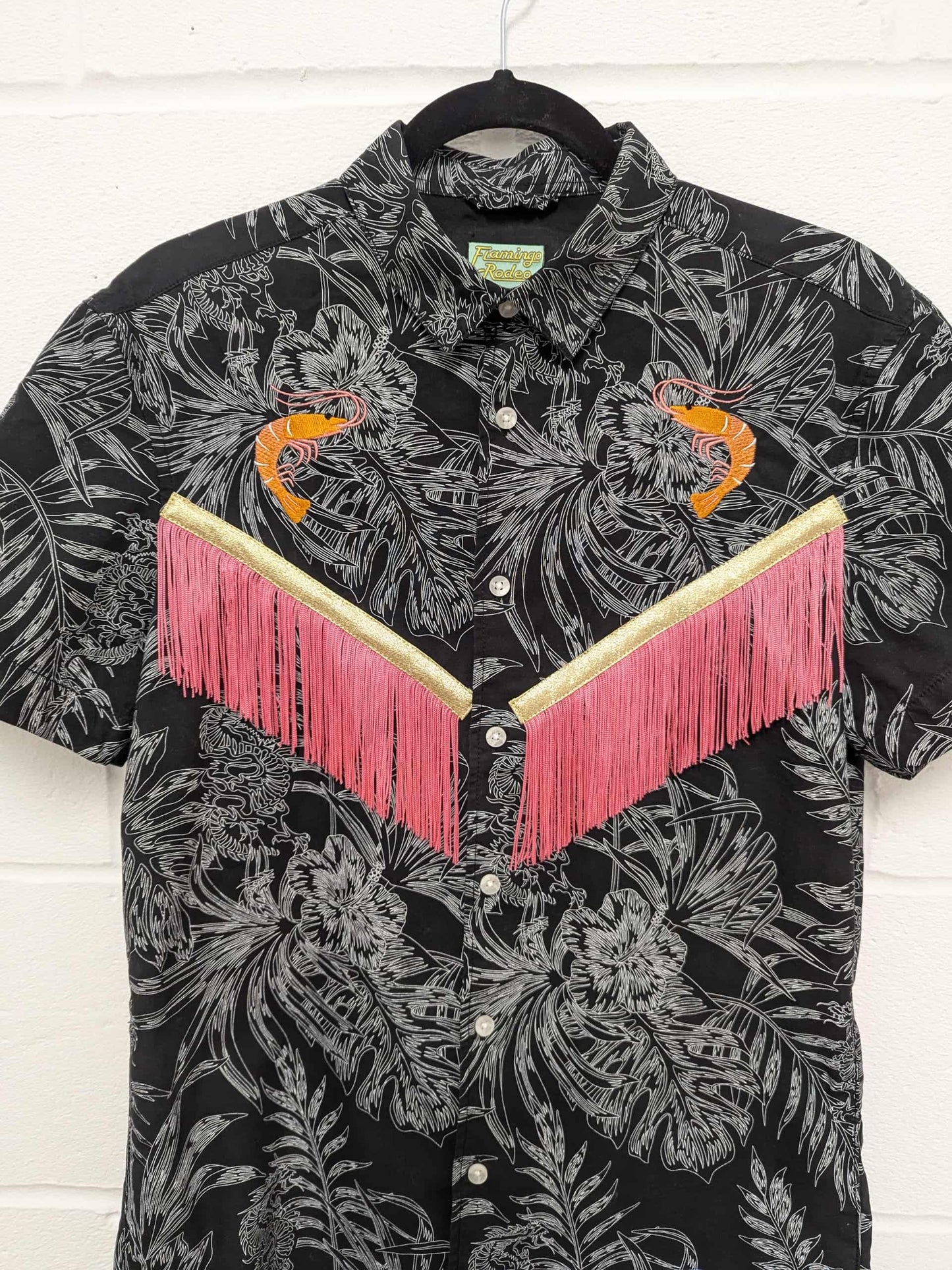 fringe shirt with embroidery prawn - medium