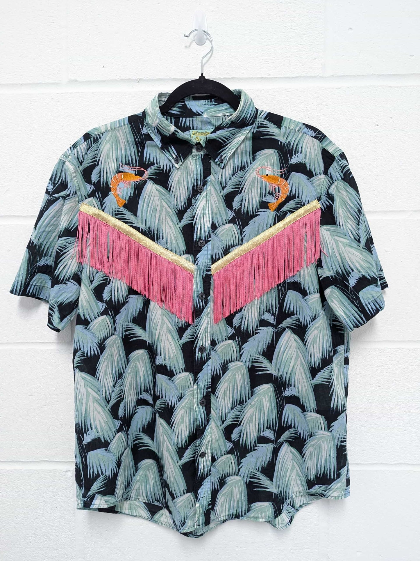 fringe shirt with embroidery prawn - large