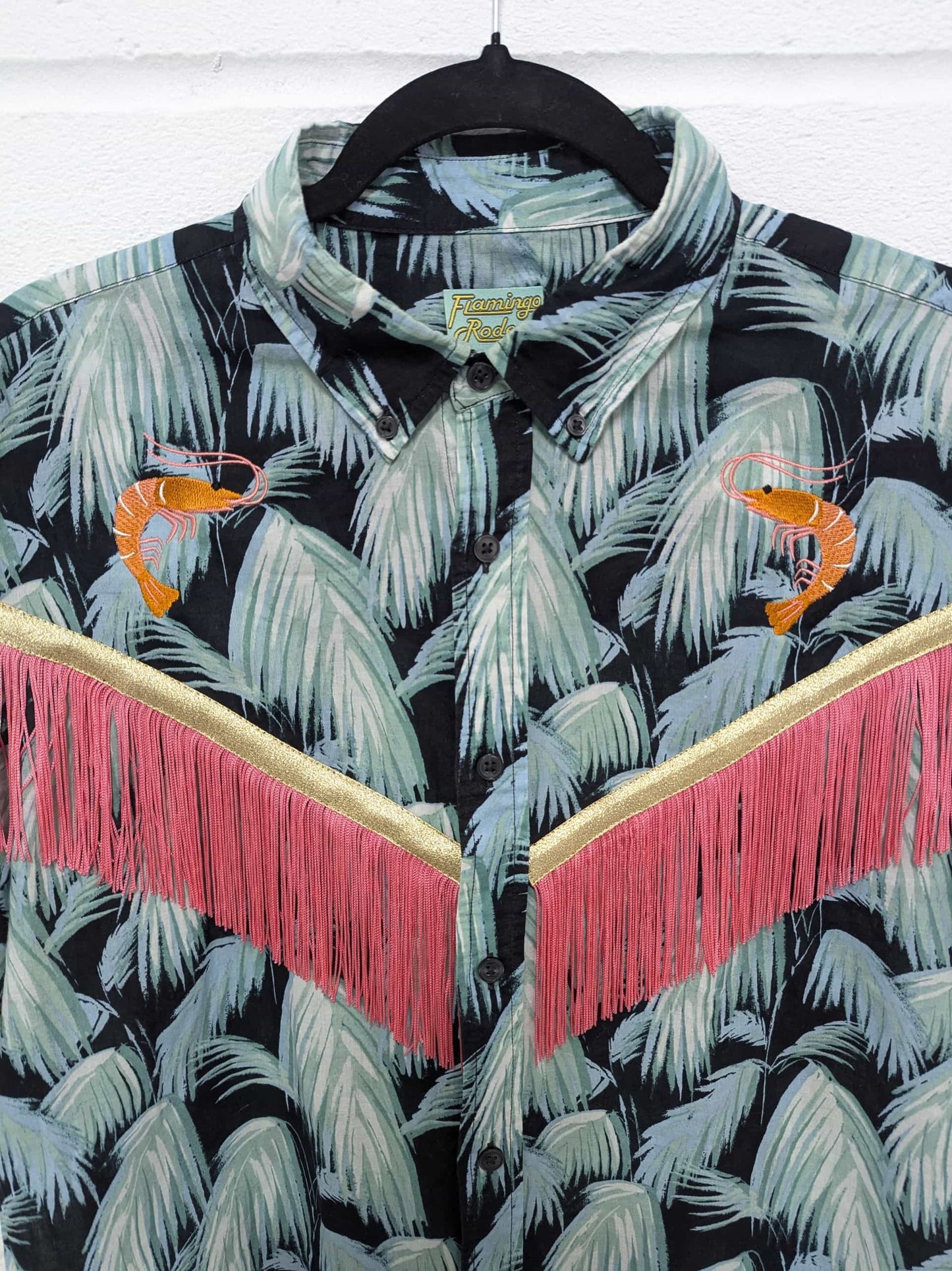 fringe shirt with embroidery prawn - large