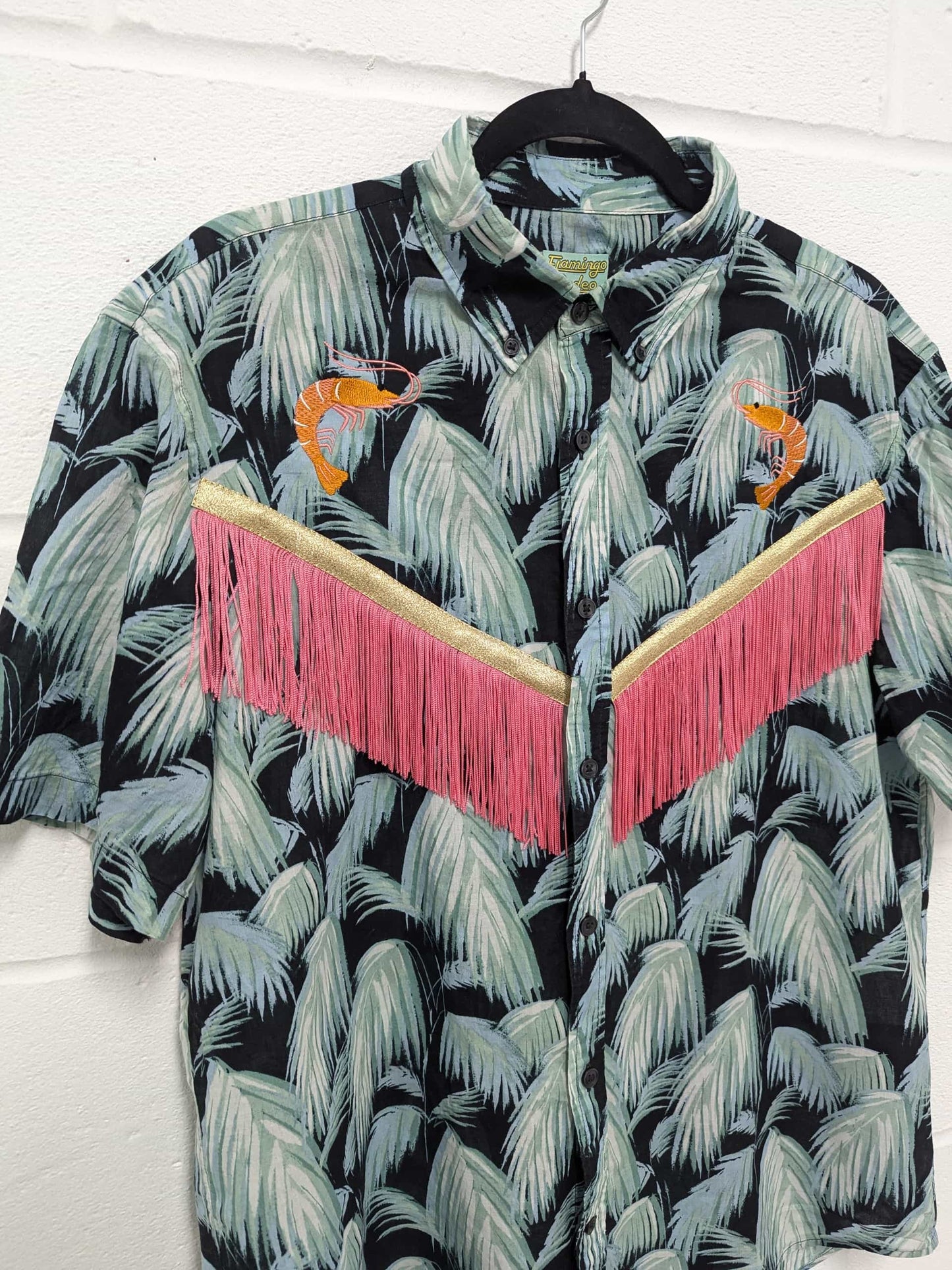 fringe shirt with embroidery prawn - large
