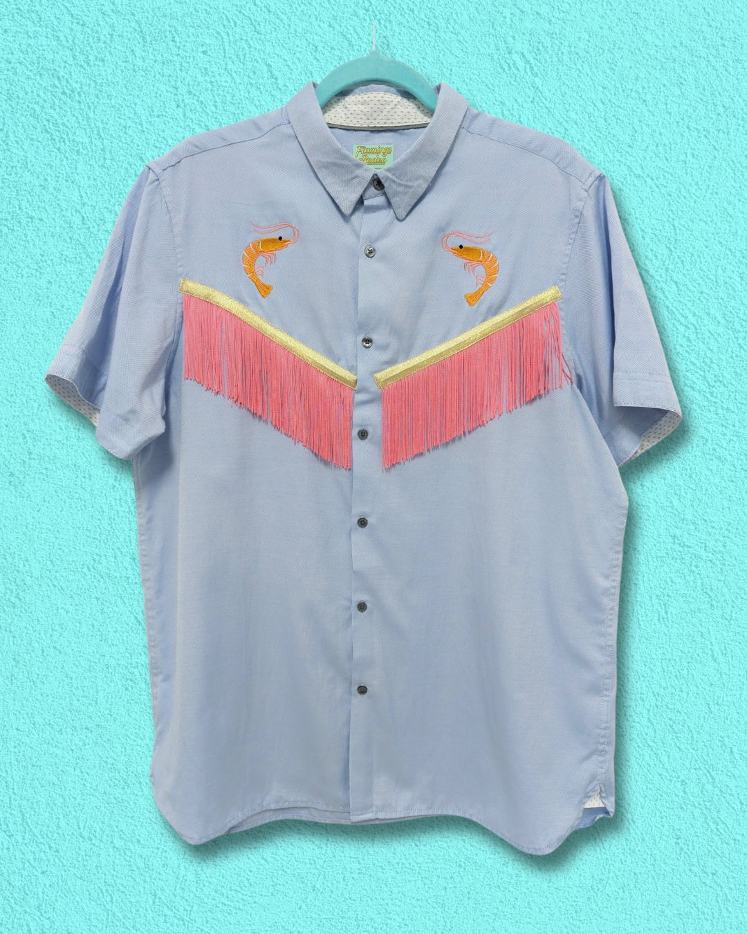 fringe shirt with embroidery prawn - x large